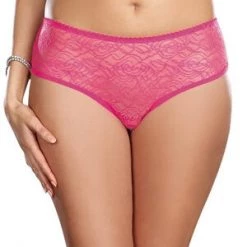 Dreamgirl Plus Size Hot Pink Crotchless Lace Diva Panty