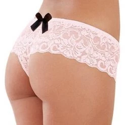 Dreamgirl Vintage Pink Lace Crotchless Boyshort
