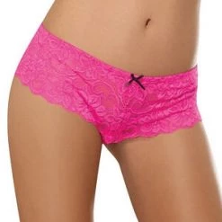 Dreamgirl Crotchless Hot Pink Lace Open Crotch Boyshort
