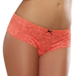 Dreamgirl Crotchless Coral Lace Open Crotch Boyshort