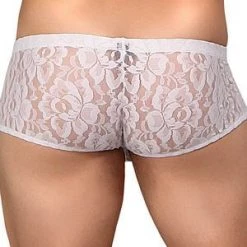 Male Power Men's White Stretch Lace Mini Short