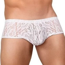 Male Power Men's White Stretch Lace Mini Short