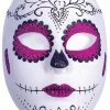 Underwraps Costumes Pink Glitter Sugar Skull Mask