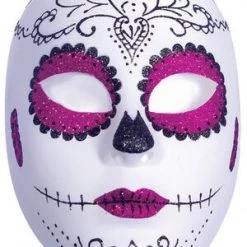 Underwraps Costumes Pink Glitter Sugar Skull Mask