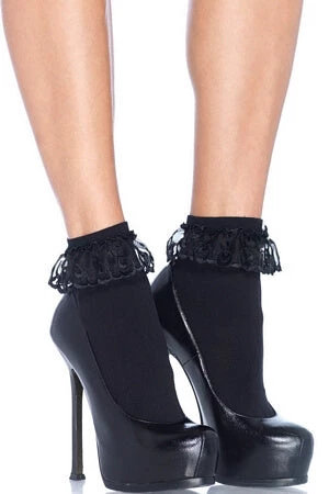 Leg Avenue School Girl Anklets With Lace Ruffle 1 Leg Avenue School Girl Anklets With Lace Ruffle