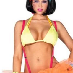 Leg Avenue Ancewear Yellow & Orange Spandex Reversible Bikini Top