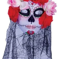 Underwraps Costumes $9.99 Costumes Pink Rose Sugar Skull Mask
