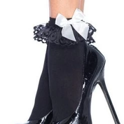 Leg Avenue Anklets With Lace Ruffle & Satin Bow