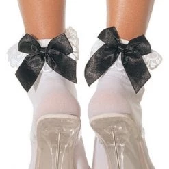 Leg Avenue Anklets With Lace Ruffle & Satin Bow