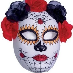 Underwraps Costumes $9.99 Costumes Red Spider Sugar Skull Mask