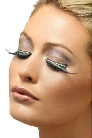 Smiffy's Green & Black Diamante Eyelashes 2 Smiffy's Green & Black Diamante Eyelashes
