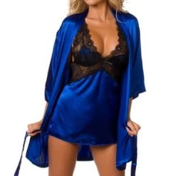 Velvet Kitten Blue Midnight Romance Robe Set Trending Sellers