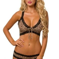 Velvet Kitten Can't Be Tamed Leopard Bra Set