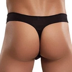 Magic Silk Men's Mens Black Silk/Knit Pouch Thong