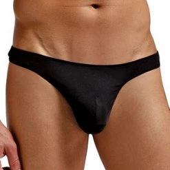 Magic Silk Men's Mens Black Silk/Knit Pouch Thong