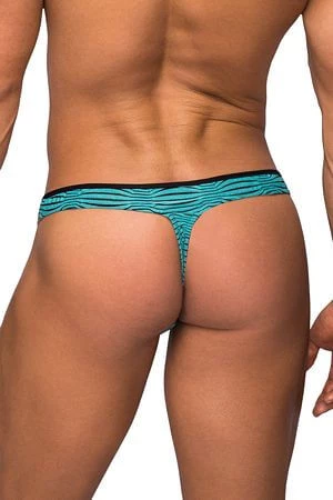 Male Power Sea Blue Radiate Thong Men's 2 Male Power Sea Blue Radiate Thong Men's