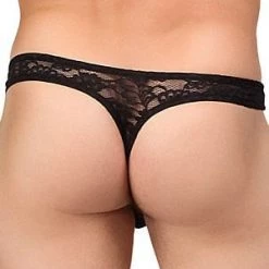 Male Power Black Stretch Lace Bong Thong