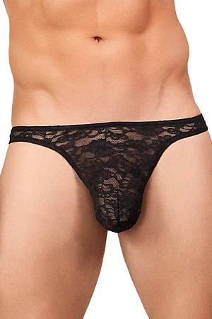 Male Power Black Stretch Lace Bong Thong 1 Male Power Black Stretch Lace Bong Thong