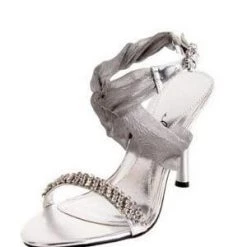 Ellie Shoes  Silver 4.5 Inch Rhinestone Heel Shoes & Boots