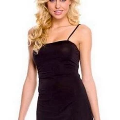 Music Legs Black Spaghettie Strap Dress Chemises