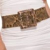 Forplay Brown Reptile Square Buckle Belt Animal Print