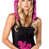 Leg Avenue Animal Print Neon Pink Plush Tiger Print Hood