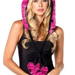 Leg Avenue Animal Print Neon Pink Plush Tiger Print Hood