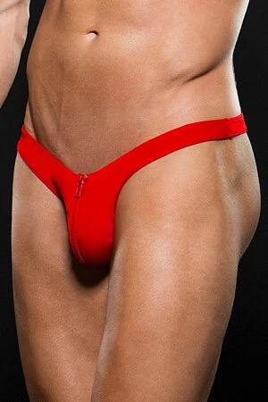 Baci Lingerie Men's Red Microfiber Low Rise Zip Thong 1 Baci Lingerie Men's Red Microfiber Low Rise Zip Thong