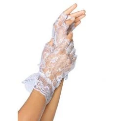 Leg Avenue White Fingerless Lace Ruffle Gloves