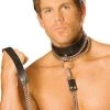 Elegant Moments Leather Choker W/Chain & Leash