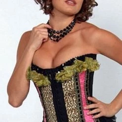 Pink Corset Clearance Leopard Bustier