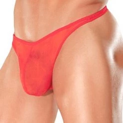 Male Power Mens Red Slinky Mesh Bong Thong Men's