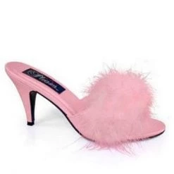 Ellie Shoes  Pink Satin Maribou Slippers