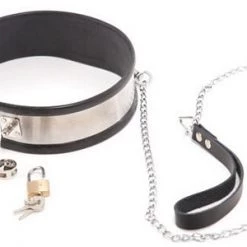 Eldorado Leather Steel Band Collar With Leash