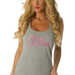 Grey/Pink Diva Tank Top
