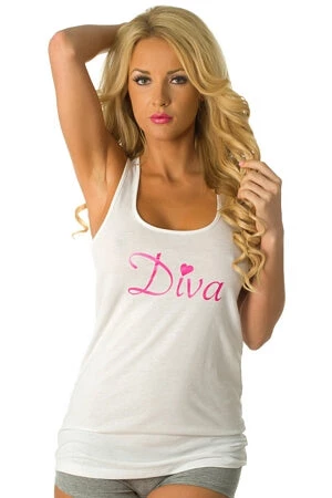 White/Pink Diva Tank Top Clearance 2 White/Pink Diva Tank Top Clearance