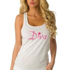 White/Pink Diva Tank Top Clearance