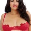 Dreamgirl Queen Red Lace Shelf Bra Plus Size