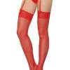 Dreamgirl Red Lace Top Fishnet Stockings