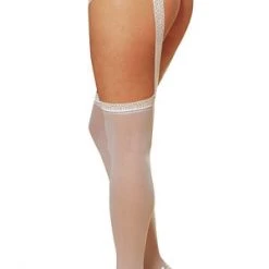 Dreamgirl Plus Size Hosiery White Garter Belt Diva Pantyhose