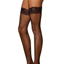 Dreamgirl Black Fishnet Lace Top Thigh High