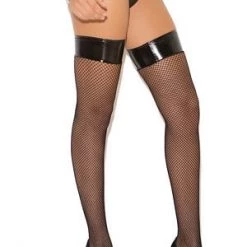 Elegant Moments Hosiery Sexy Fishnet Thigh High Wit Vinyl Top