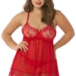 Seven 'til Midnight Queen Bed Of Roses Babydoll Set Plus Size