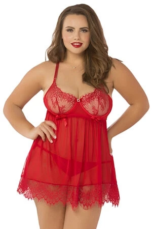 Seven 'til Midnight Queen Bed Of Roses Babydoll Set Plus Size 1 Seven 'til Midnight Queen Bed Of Roses Babydoll Set Plus Size