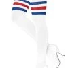 Leg Avenue White/Blue/Red Athletic Ribbed Thigh Highs
