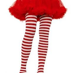 Leg Avenue White And Red Striped Tights