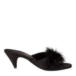 Ellie Shoes  Shoes & Boots Black Satin Maribou Slippers