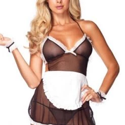 Leg Avenue Bedroom Black 4 Piece Seductive French Maid Set