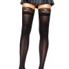Leg Avenue Hosiery Opaque Thigh Highs With Lace Top