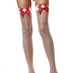 Leg Avenue Net Thigh High With Bow And Nurse Badge